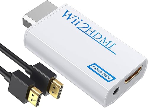 GANA Adaptador convertidor Wii a HDMI con cable HDMI Conectar la consola Wii a la pantalla HDMI en salida de 1080p Video con audio de 0.138 in