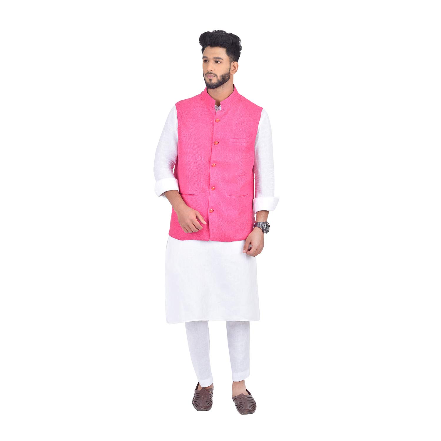 nilima silk Bhagalpuri Handloom Silk Nehru Jacket (Pink, Ns 91_Parent)-picture-23