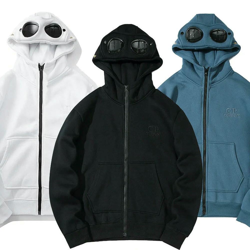 QXDZSW Uomo Donna Primavera Autunno Harajuku Felpa con Cappuccio con Occhiali Adulto Casual Manica Lunga Cerniera Giacca Maschile Felpe