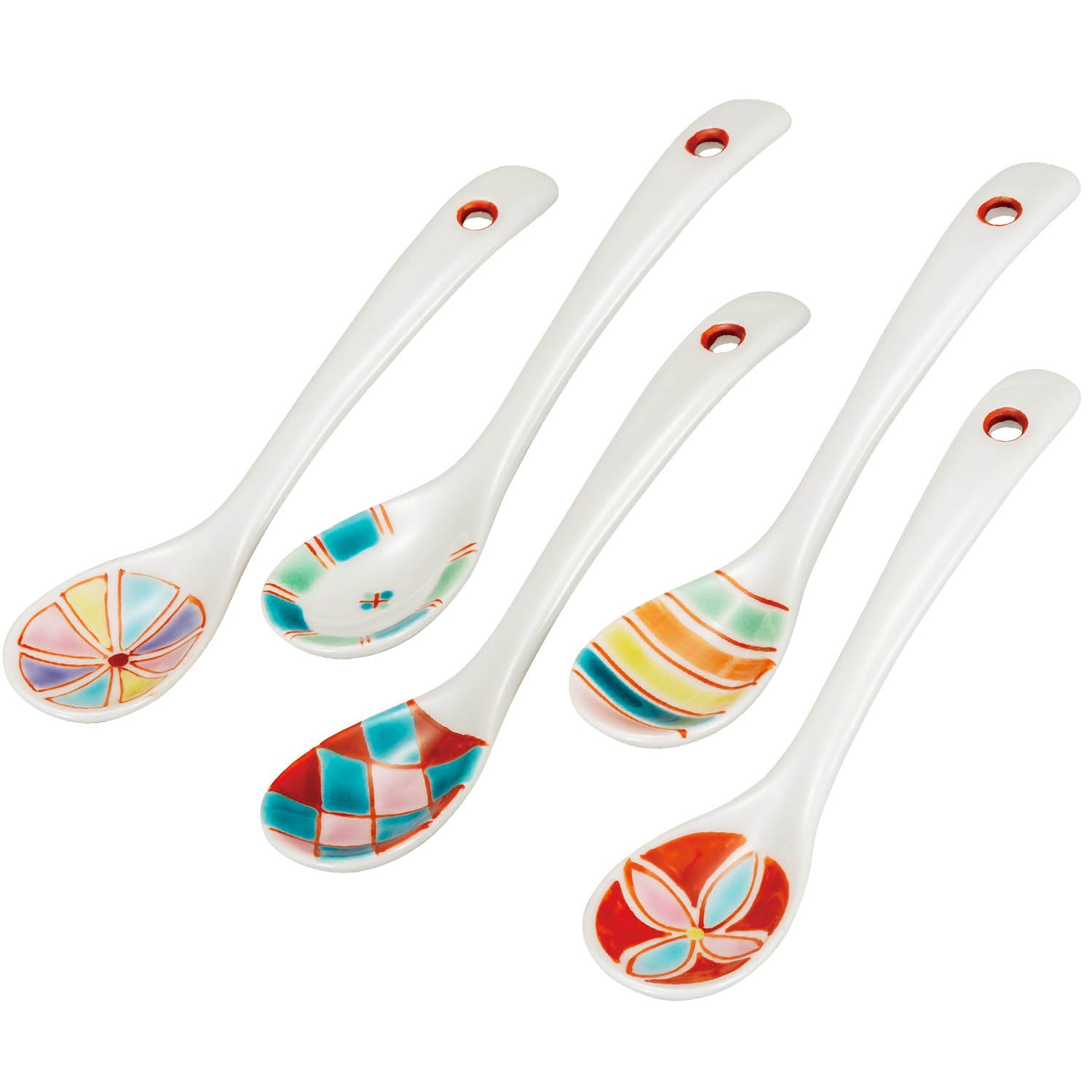 美しいデザインの陶器の器セット 5個とスプーン5本付き 美しいデザインの陶器の器セット 5個とスプーン5本付き