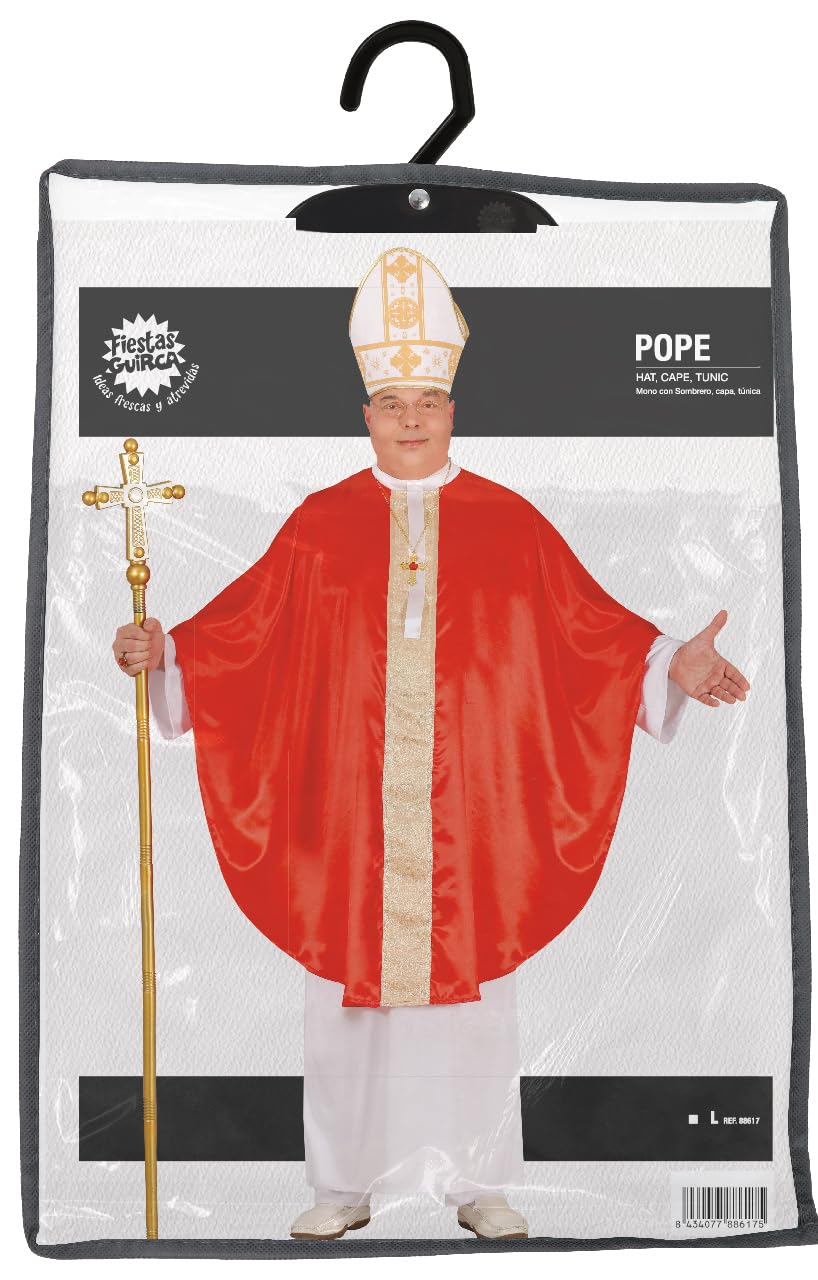 FIESTAS GUIRCA Disfraz de Papa Hombre - Disfraz de Cardenal Rojo con Gorro de Papa - Disfraz de Obispo Hombre