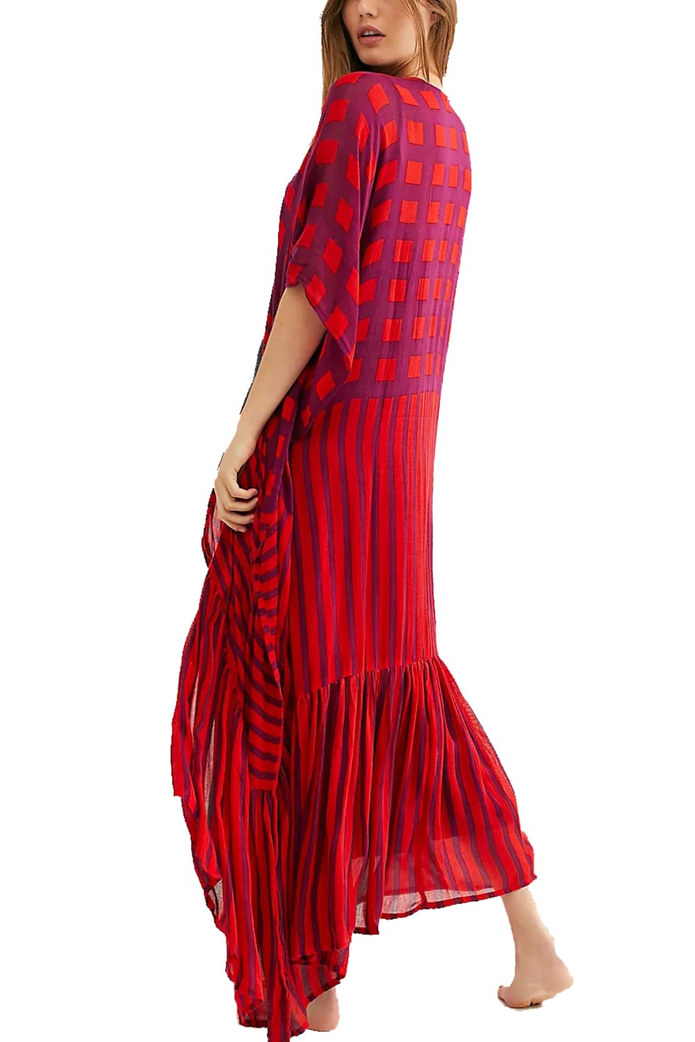 été Longue Robe Caftan Bohème Robe De Plage Spacieuse Couvrir Robe Grande Taille pour Les Femmes