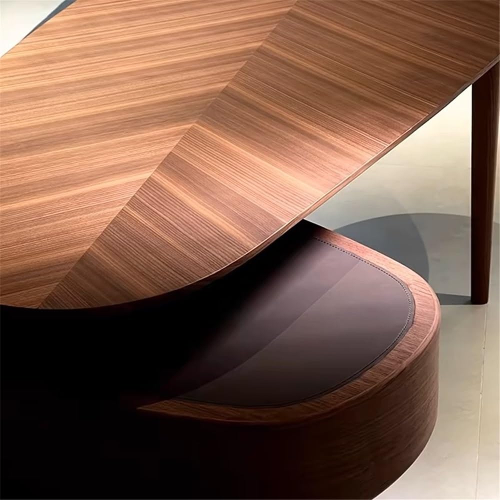 Bureau Classique Bureau de Direction Moderne Couleur Noyer, Bureau en Bois Massif avec tiroirs rotatifs pour écrire(L)