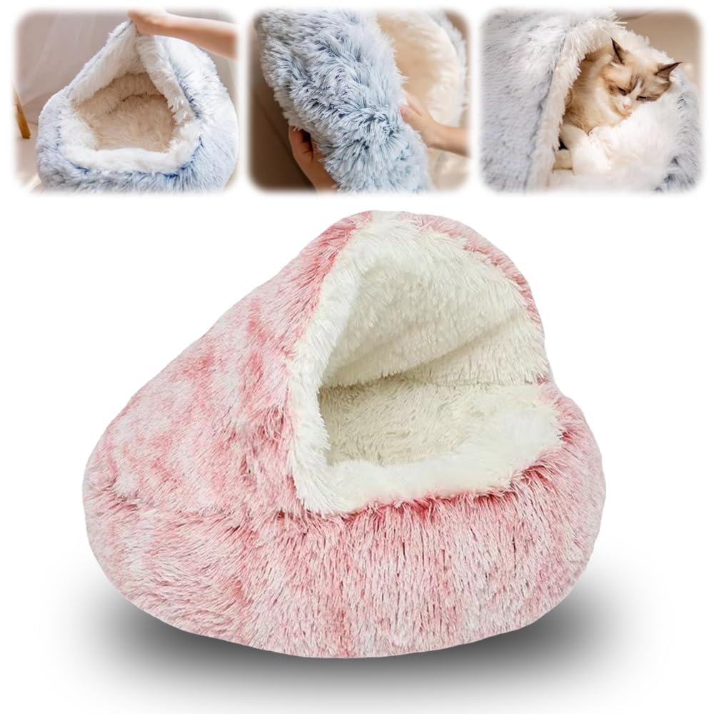 Lit pour chat en peluche rose de 40 cm avec fond antidérapant