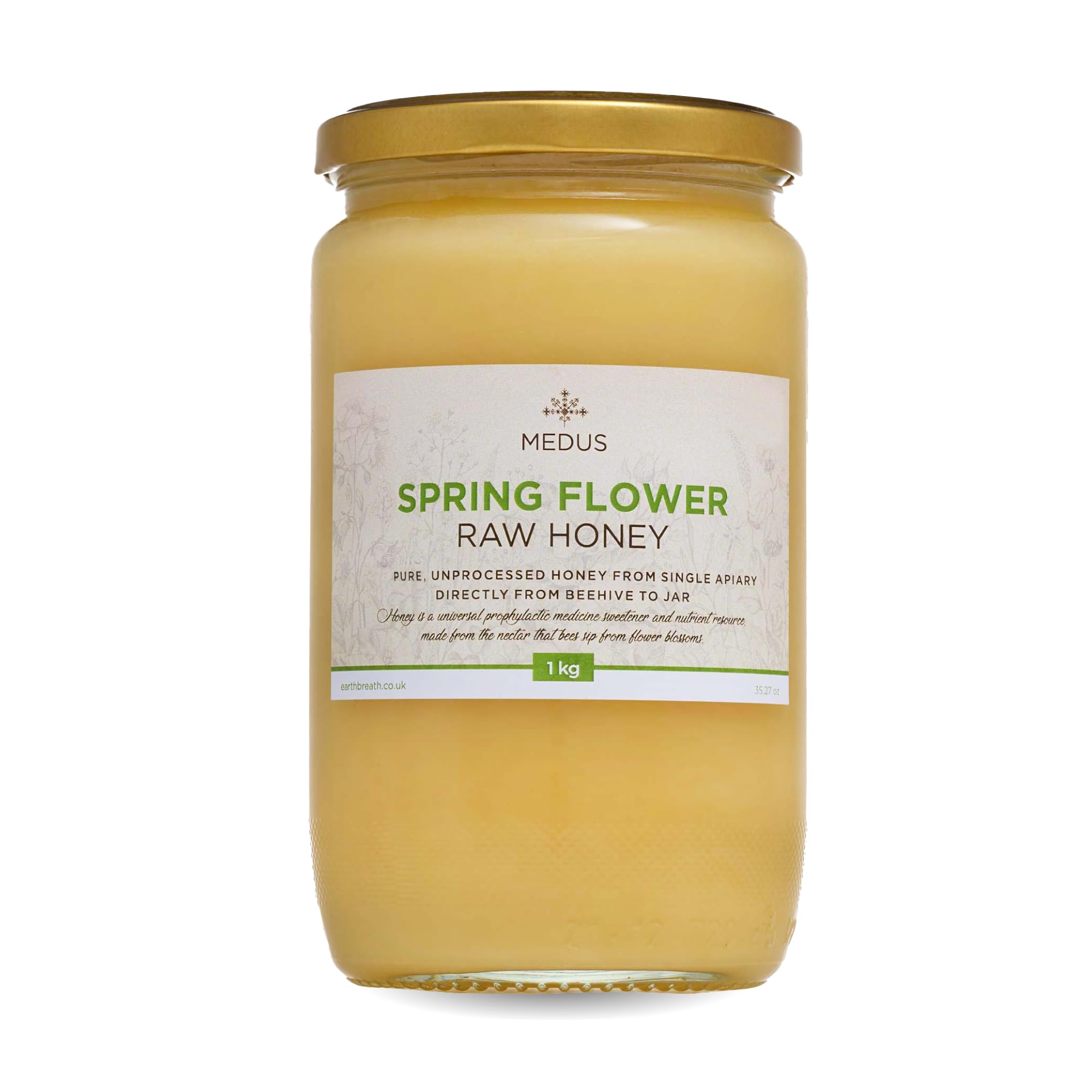 Earthbreath Spring Flower Raw Honey - 1kg - Pure, Unpasteurised, and Unfiltered - Natural Sweetener for Cooking, Coffee, Tea, Juice, Drinks