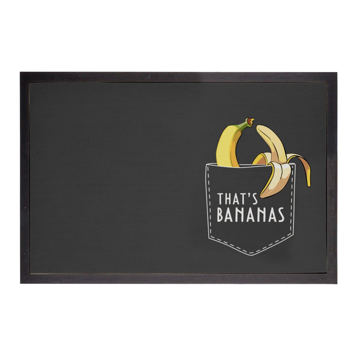 Paillasson noir 75x50cm grand tapis d'entrée dessin banane fruit