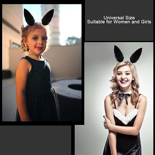 Miniatura 4 de Ahoney 2 pinzas para el pelo con orejas de conejo, diadema de orejas de conejo de felpa para Halloween, accesorios para el cabello, accesorios para