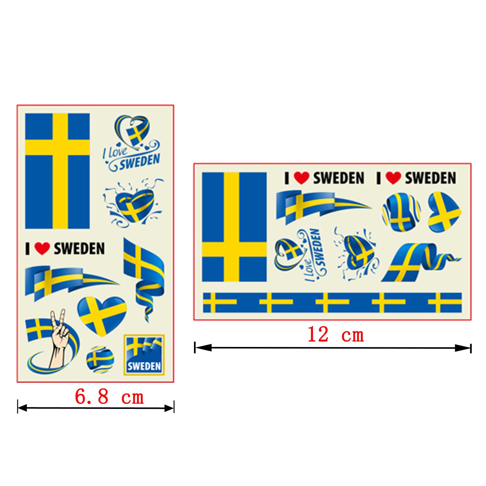 Autousa 30x Temporary Tattoos of Swedish Flag for International Competitions 2024 European Championship Football World Cup Face Waterproof Flags Stickers (30 Sheets) - Image 2