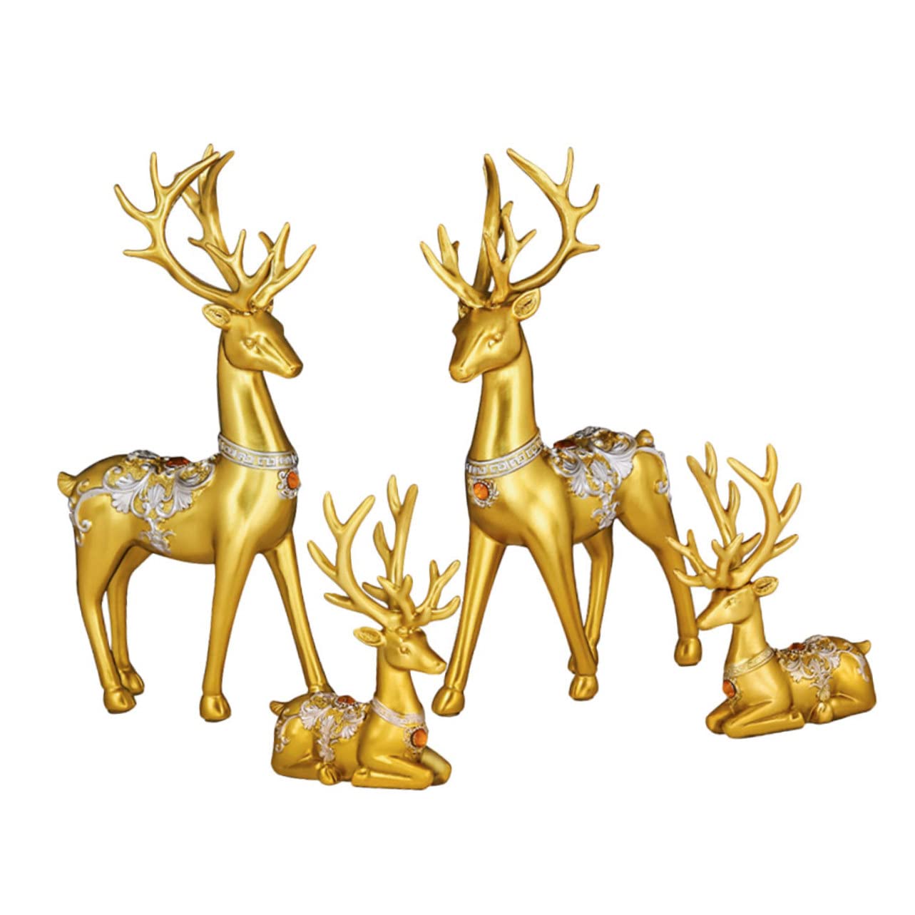 Abaodam Schöne Weihnachts Elch Statue aus Kunstharz Goldfarben Realistisch und Langlebig als Festliche Deko für Wohnzimmer und Fotografie