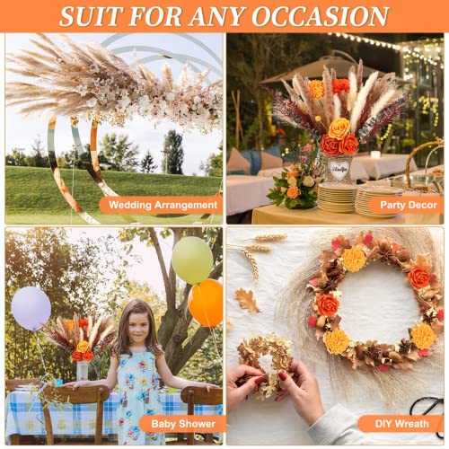 Attgreat 95Pcs Natural Dried Pampas Grass Bouquet, 17" Fluffy Dried Boho Flowers Centerpieces Decor For Wedding Floral Room Home Vase Table Decorations #TOP5