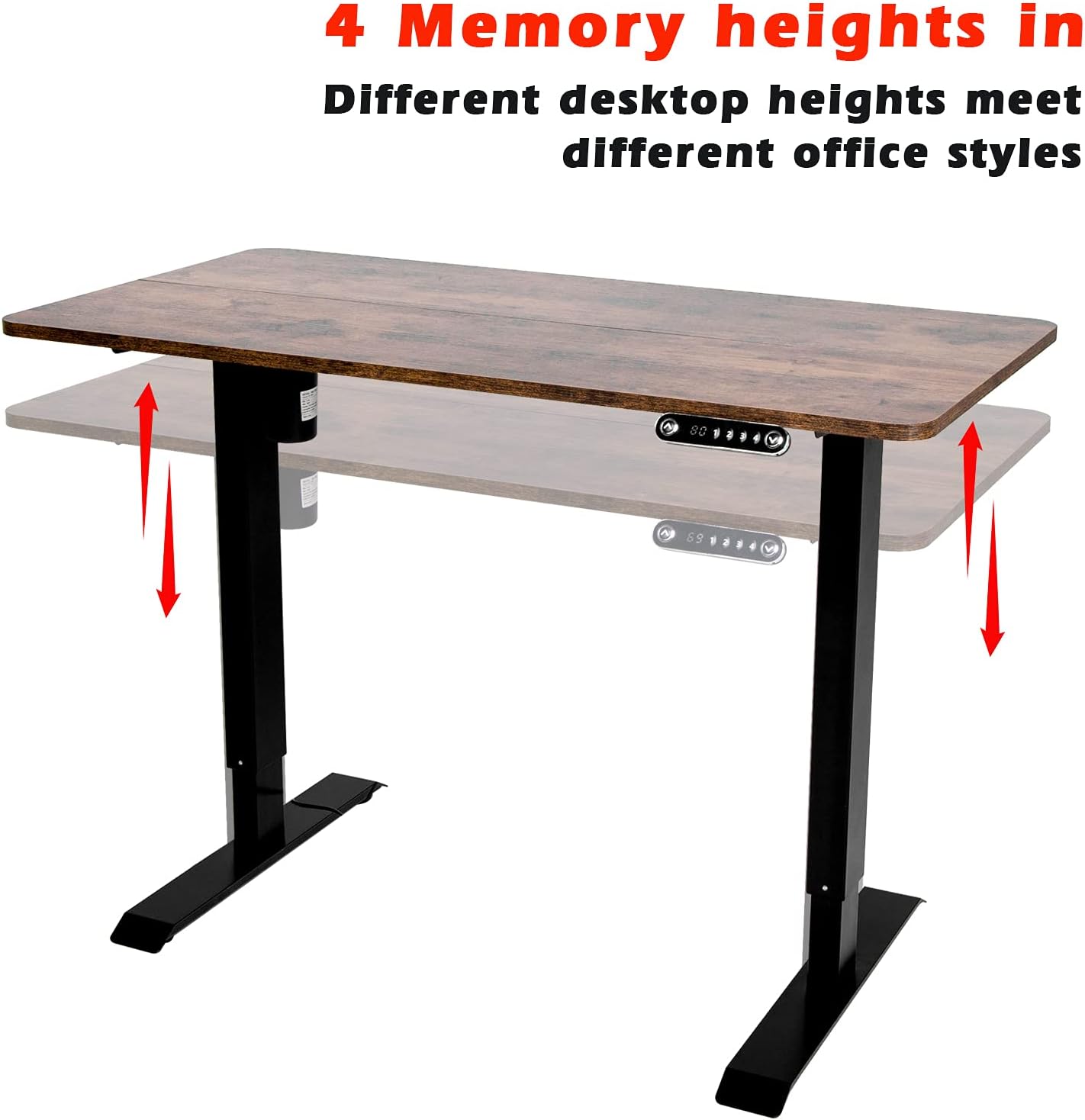 Height Adjustable Electric Standing Desk，48 x 24 Inch Sit Stand Table with Splice Board for Home Office (Rustic Brown, 48X24INCH)