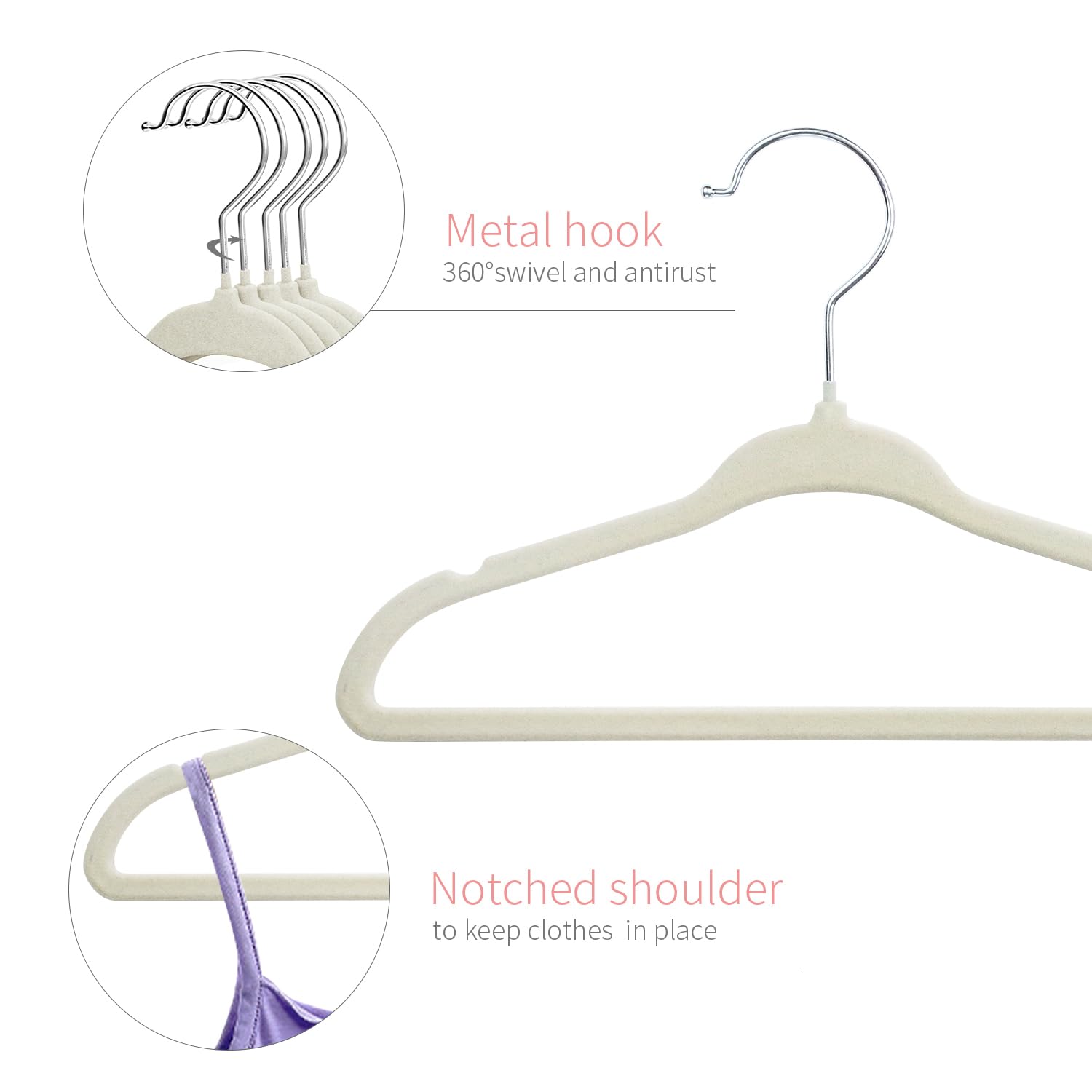 15 Grucce Appendiabiti In Velluto Per Bambini - Ganci Girevoli 360°, Salvaspazio Armadio - Foto 8