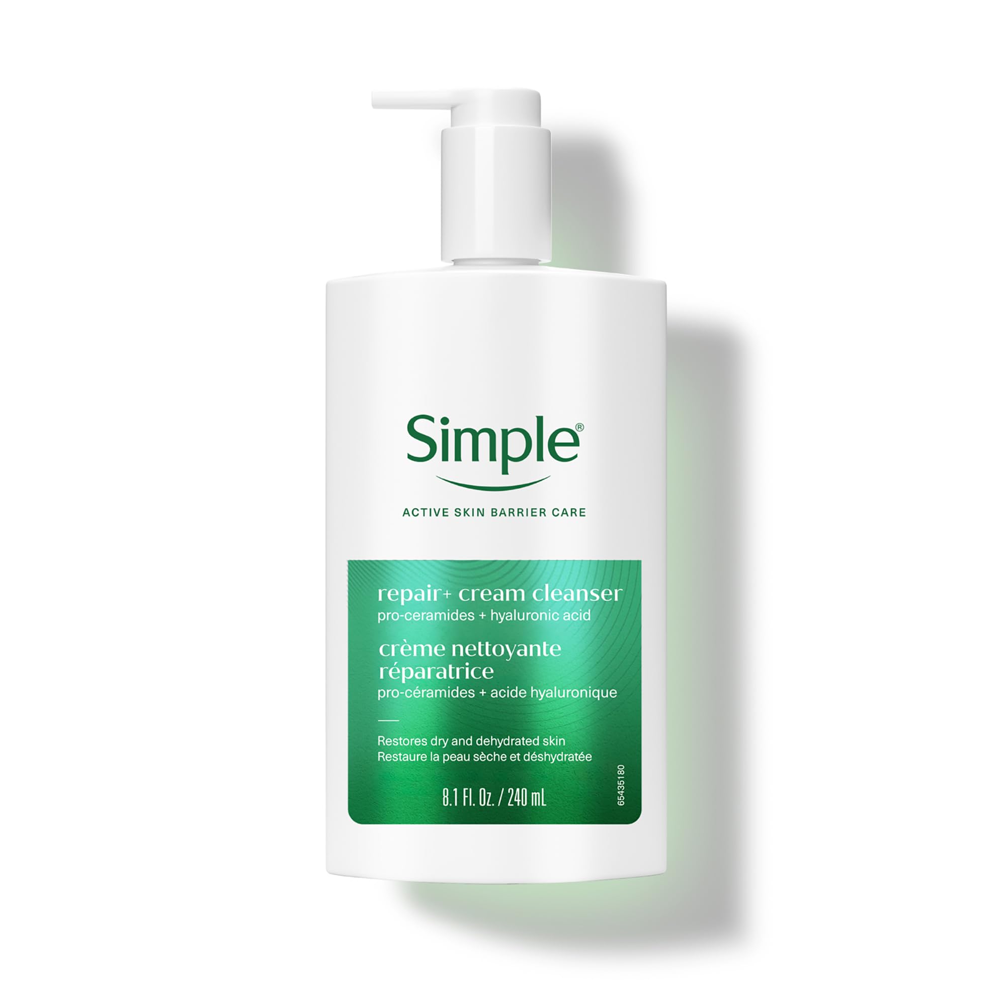 Simple Repair Plus Cream Cleanser - Facial Cleanser for Smooth Comfort and Moisture Care - Hydrating Face Wash for Women and Men - 8.11 oz