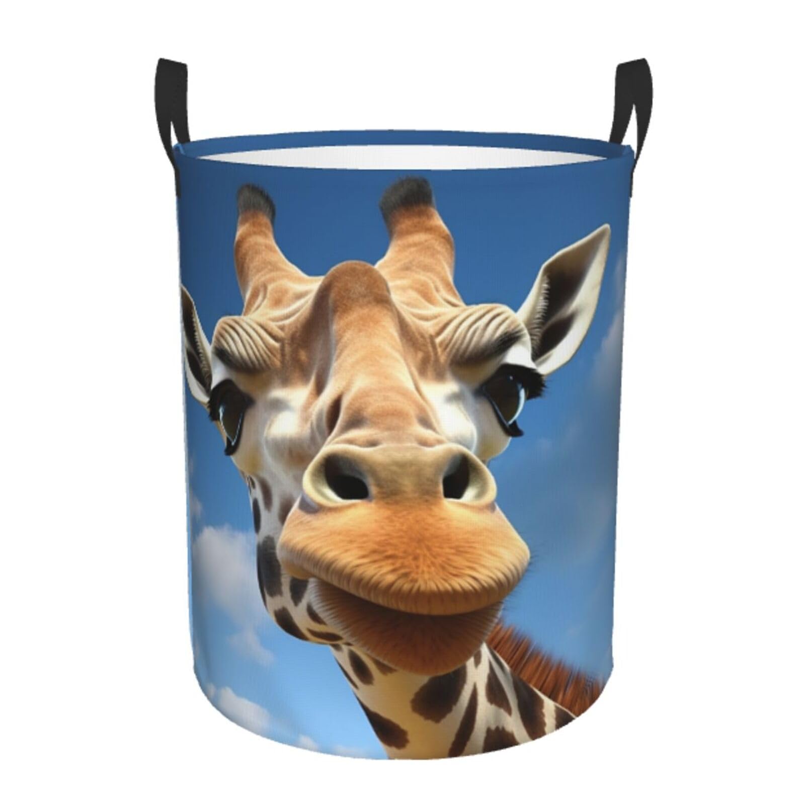 Grand panier à vêtements sales girafe avec poignées pour gagner de la place