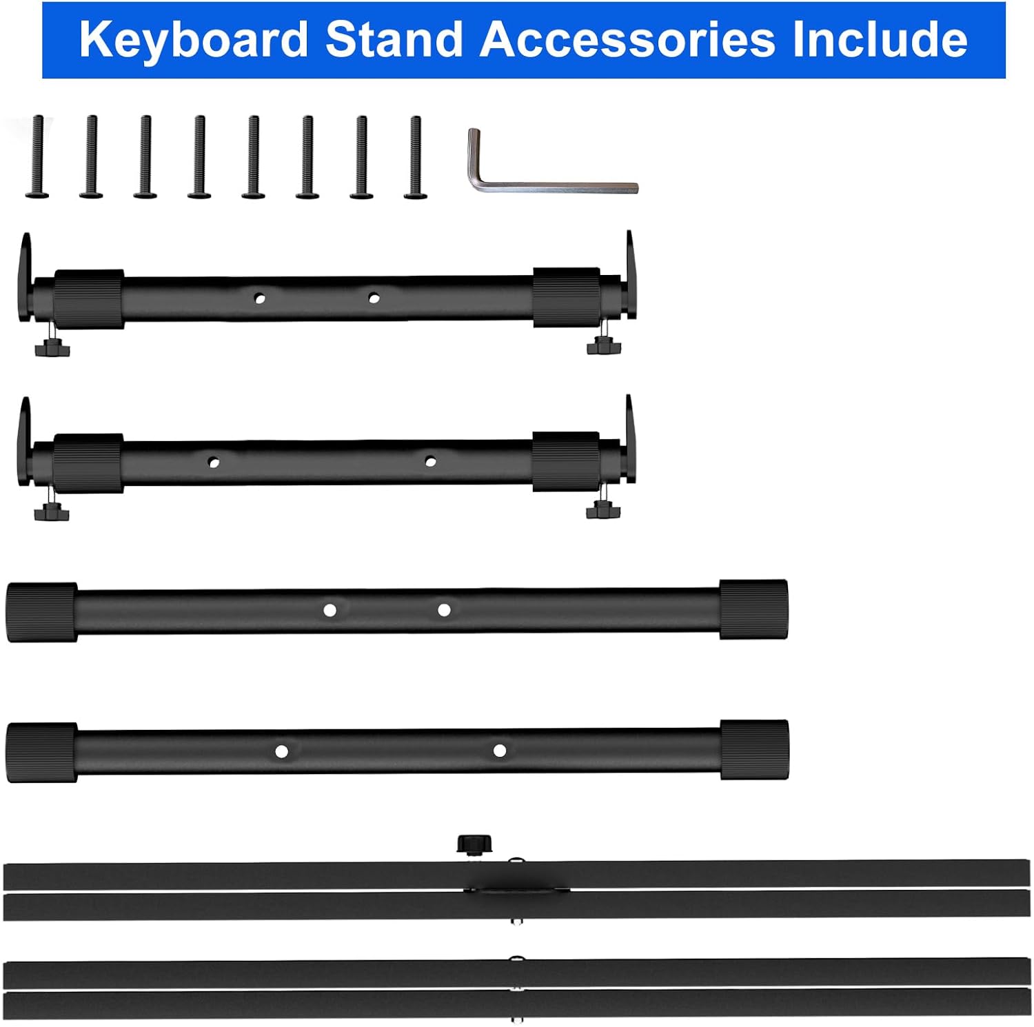 Keyboard Stand & Bench Set, Upgrade Heavy Duty Double-X Keyboard Stand, Adjustable & Portable Digital Piano Stand with Limit Rod