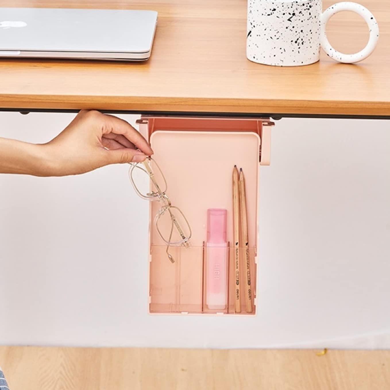 Krupasadhya Desk Organizer,Hiding Under The Table Drawer Organizer,Self-Stick Pop-up Hanging Pencil Drawer,Recycled Expandable Drawer Tray for Office and Desk,plastic drawer under organizer-Pack of 1 1