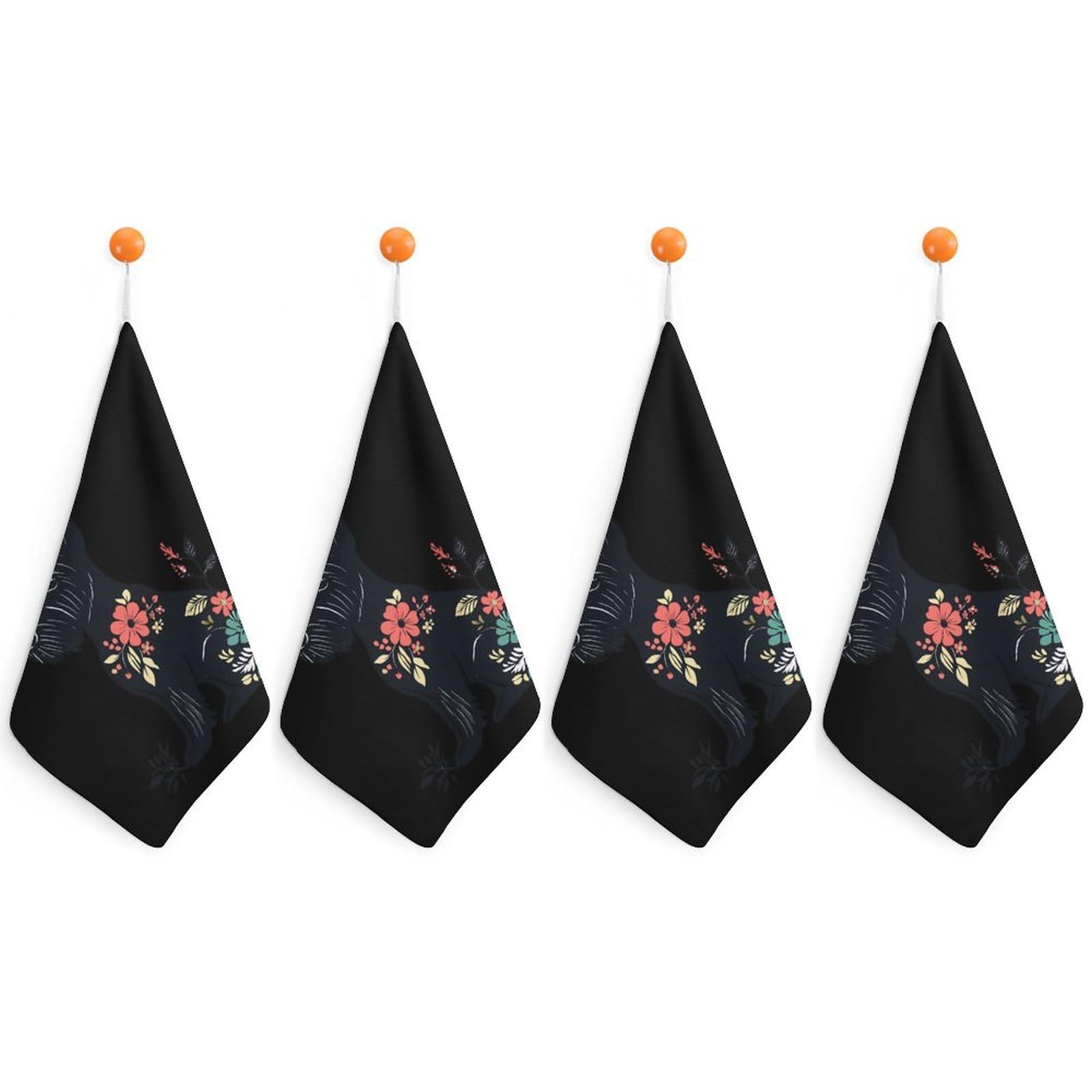 TXFBTRFSA Scottish Terrier Floral Hand Towels with Hanging Loop Kitchen Towel Handkerchiefs Cleaning Cloths