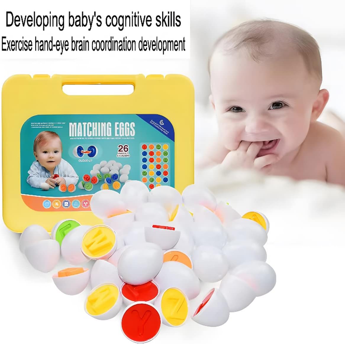 J-hong Letters Matching Eggs 26PCS ABC Alphabet Easter Eggs - Educational Color & Shape Recognition Sortere Skills Study Toys, Learning Toy Gift for Toddler 1 2 3 Year Old