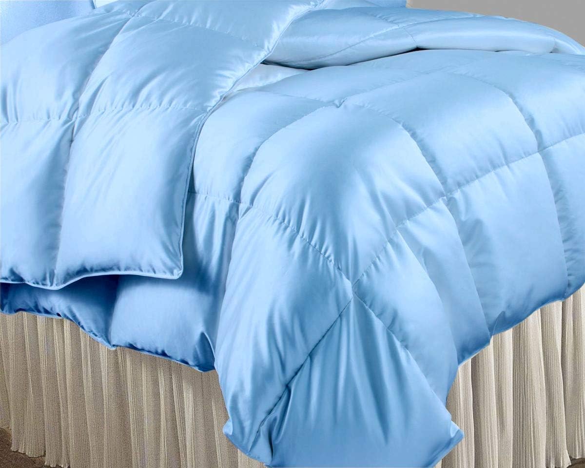 Oversized Queen Comforter Satin Silk 1 PC Light Blue 600
