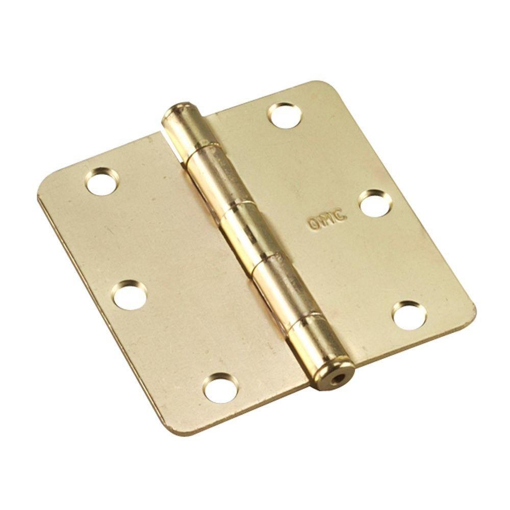 Richelieu 2821BB Onward (2-Pack) 3 1/2-inch (89 mm) Full Mortise Butt Hinge for Interior Door, 1/4-inch Radius, Brass Finish