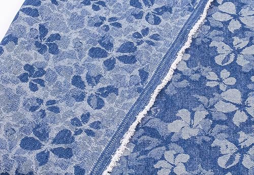 Premium Blue Floral Cotton Washed Denim Fabric - Versatile 150cm×90cm Material for DIY Crafts, Fashion Design, Quilting, and Home Décor 3 Premium Blue Floral Cotton Washed Denim Fabric - Versatile 150cm×90cm Material for DIY Crafts, Fashion Design, Quilting, and Home Décor - Image 2