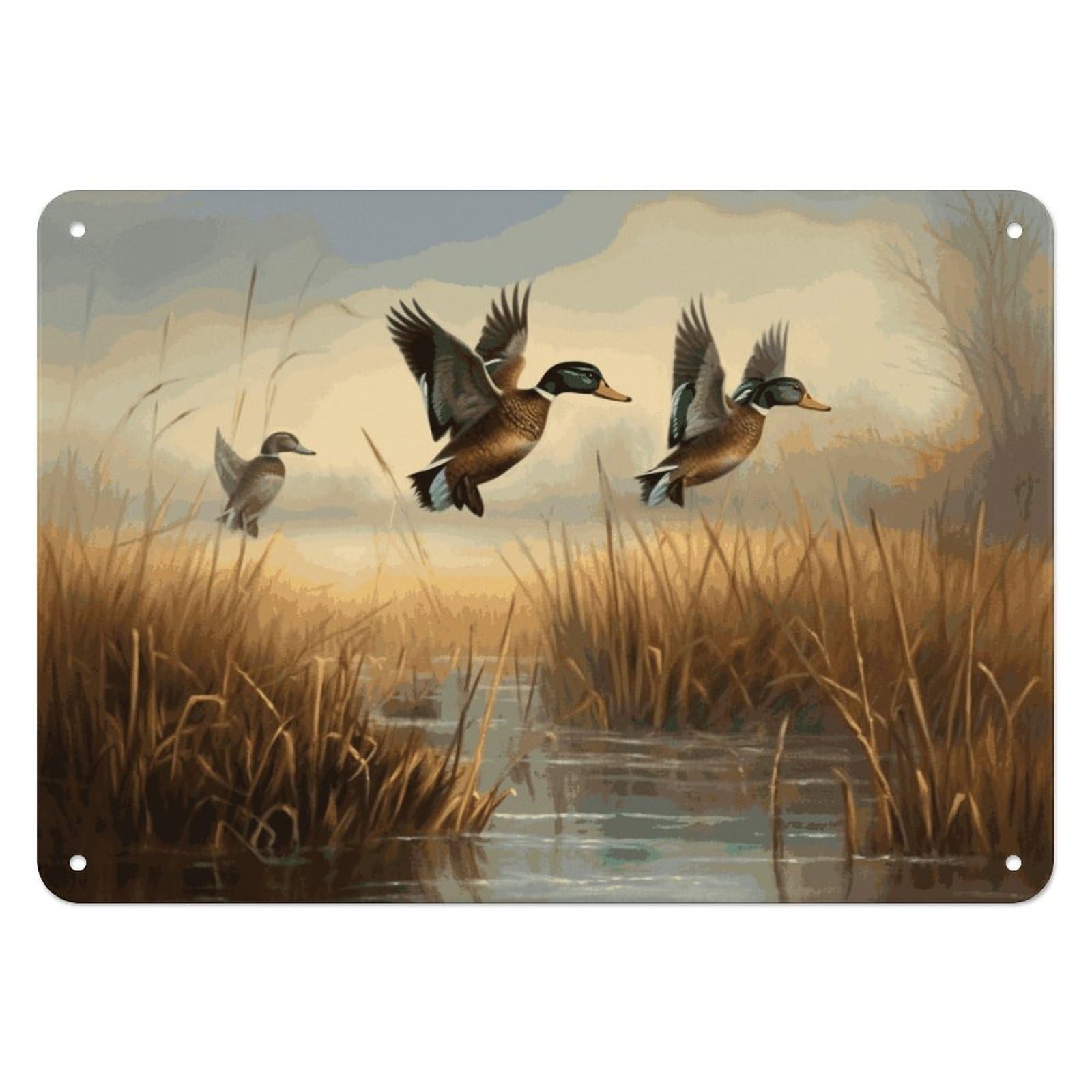 Btcowzrv Style Hunting Flying Wild Metal Sign, 5.5" X 7.9" Tin Wall Decor, Wall Art Plaques For Home Wedding Decor Room Living Room Decoration