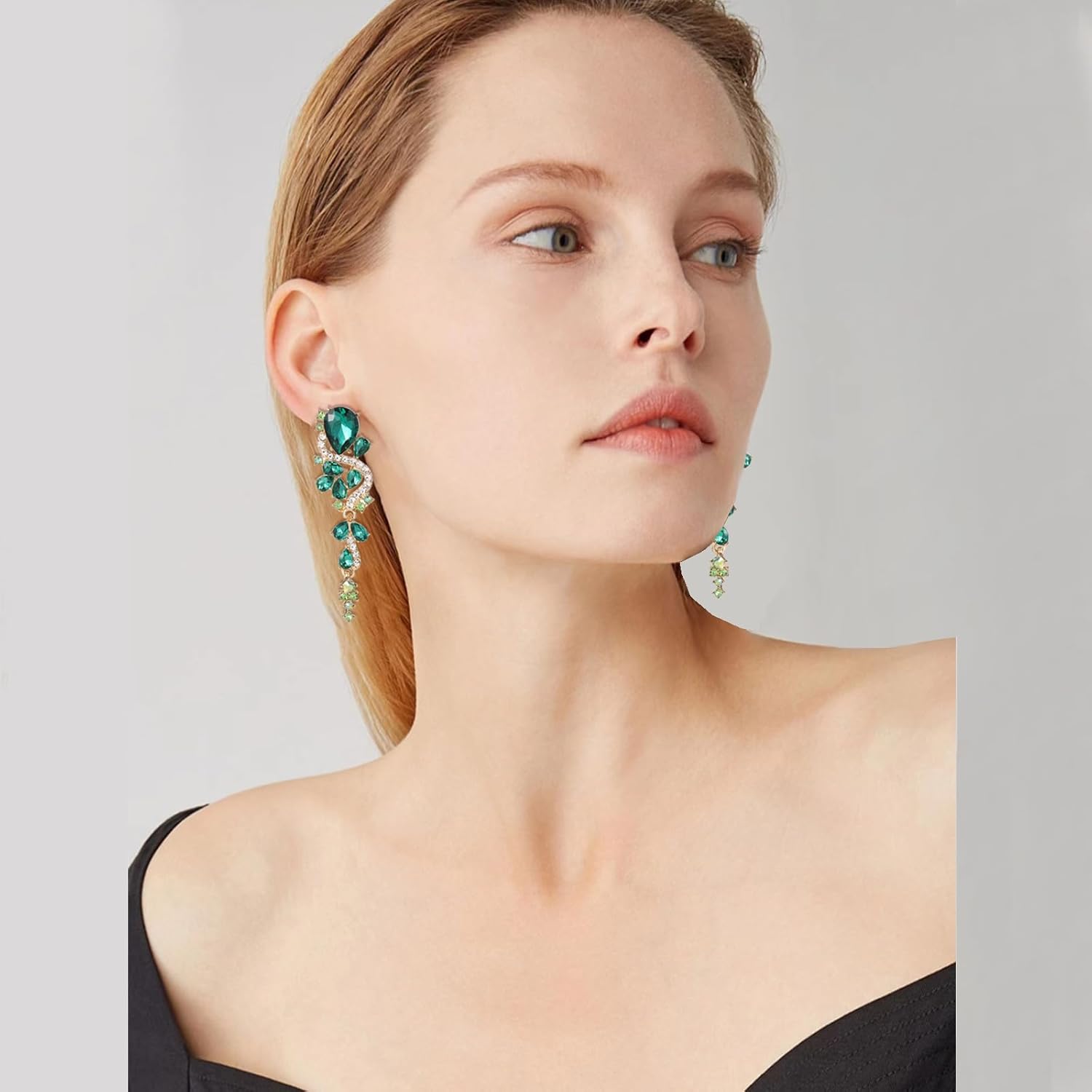 Fashion Rhinestone Statement Drop Dangle Earrings Long Colorful Crystal Bridal Wedding Teardrop Chandelier Earrings for Women Prom Pageant - Image 9