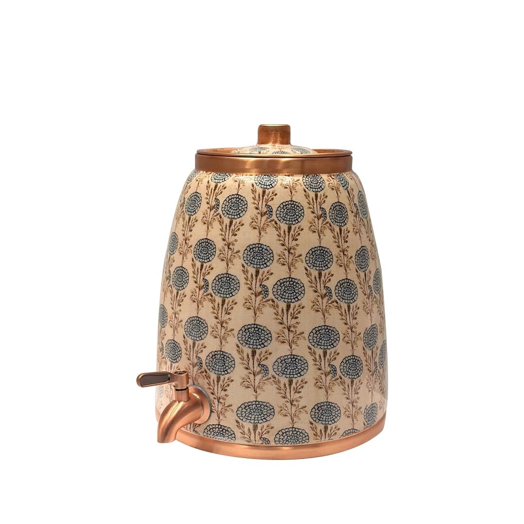ATTRO JALDHARA Copper Water Tank – Elegant Copper Water Storage & Serving Vessel, Ayurvedic Wellness Benefits, 8L, Daisy-image-48