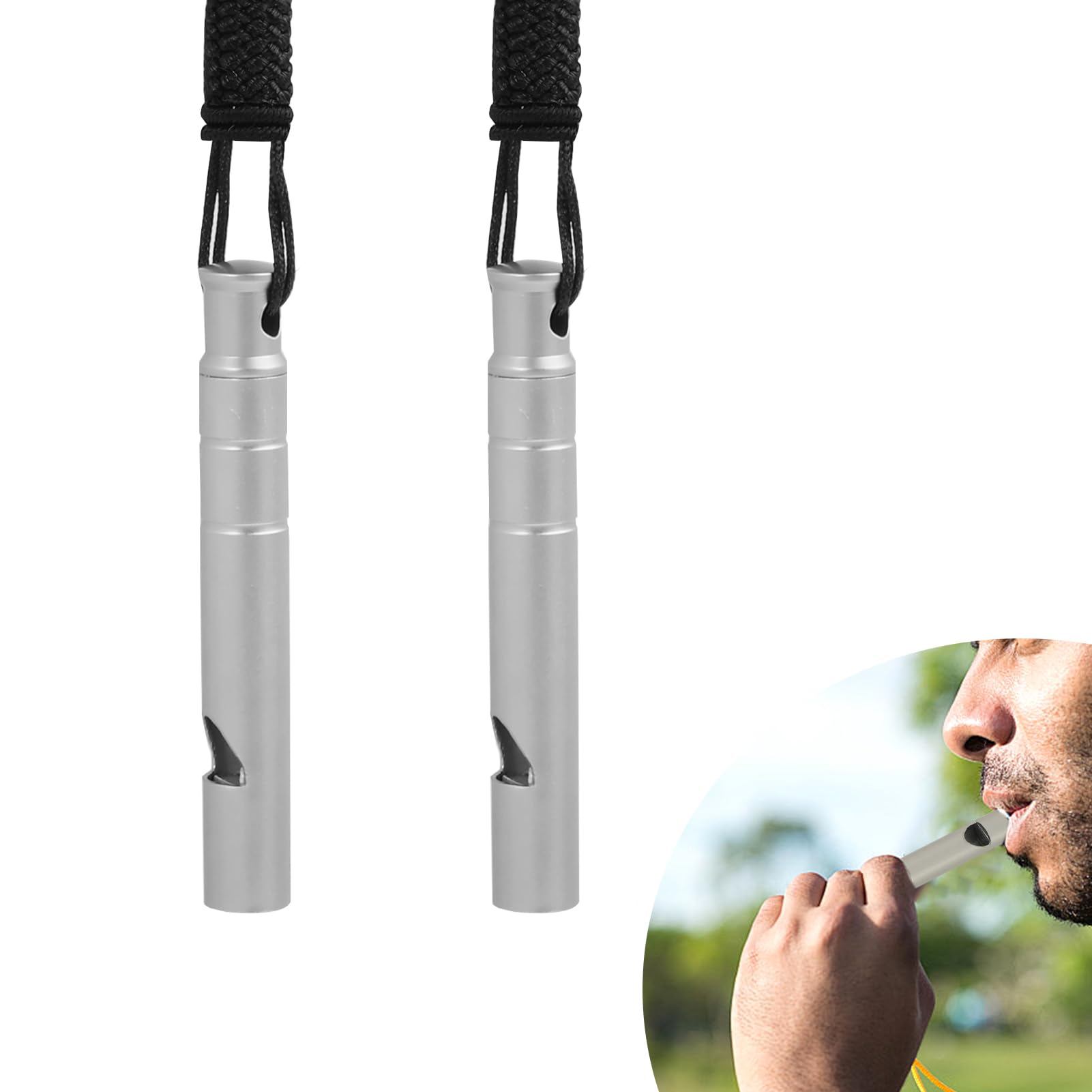 Titan-Notfallpfeife, 120 dB, Überlebens-Sicherheitspfeifen mit schwarzem Umhängeband, kleine lebensrettende laute Pfeife für Trainer, Sport, Bootfahren, Hundetraining, Wandern, Camping, Kinder, Männer