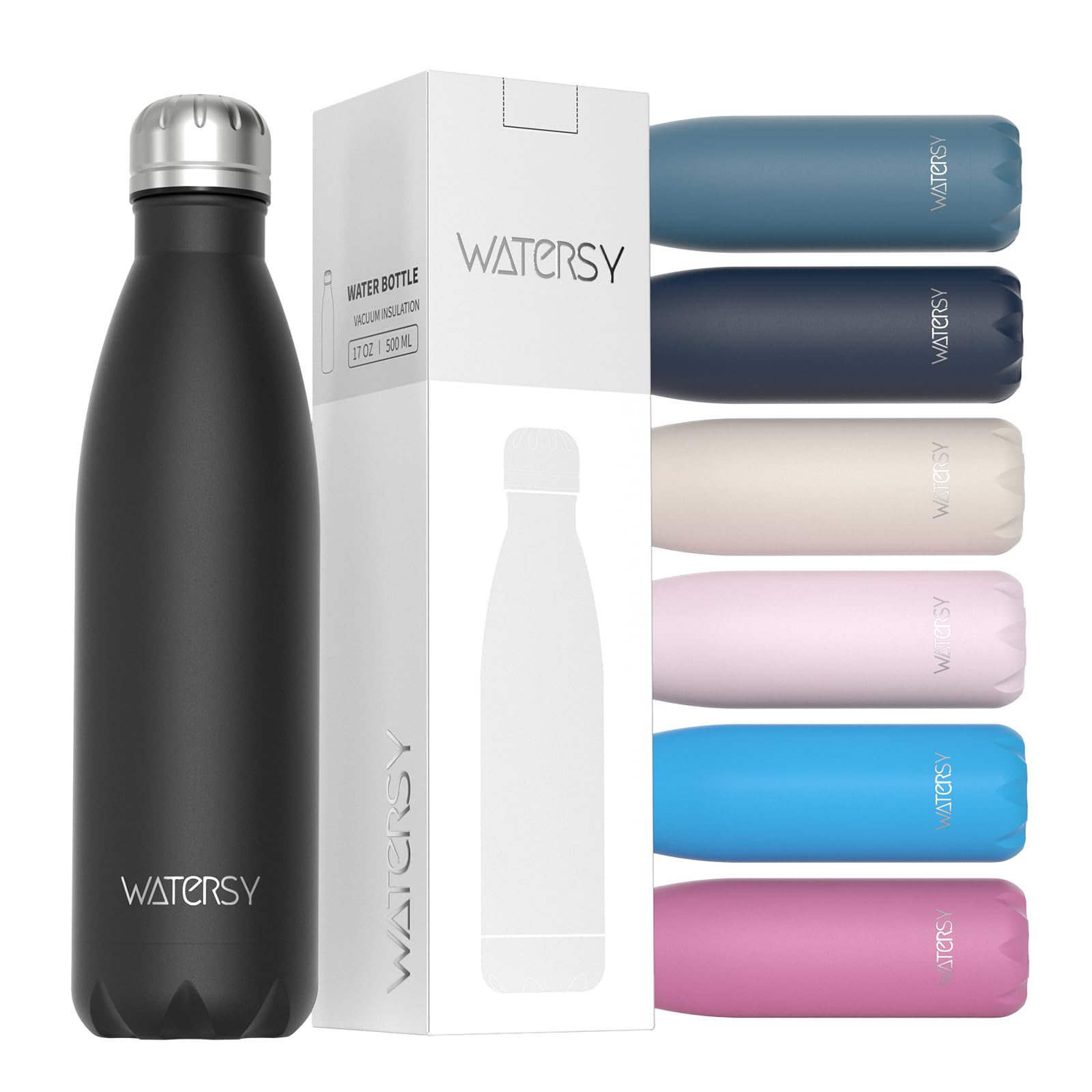 WATERSY Stainless Steel water bottles,17oz/500ml Insulated Water Bottle