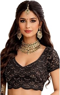 PANDAY CLOTHS Pure Silk Handcrafted Blouse with Pearl Moti Beads Crystal Work Ready to Use Back Hook Open Free Size Upto 4... Price In India