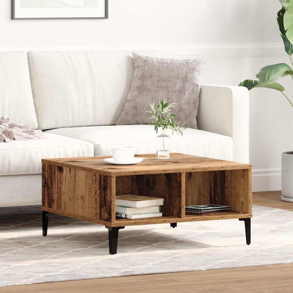 vidaXL Mesa de Café Madera Envejecida 60 x 60 x 30 cm, Mesa de café Moderna y estilosa para Sala, Madera Resistente, Mueble Funcional para Interiores