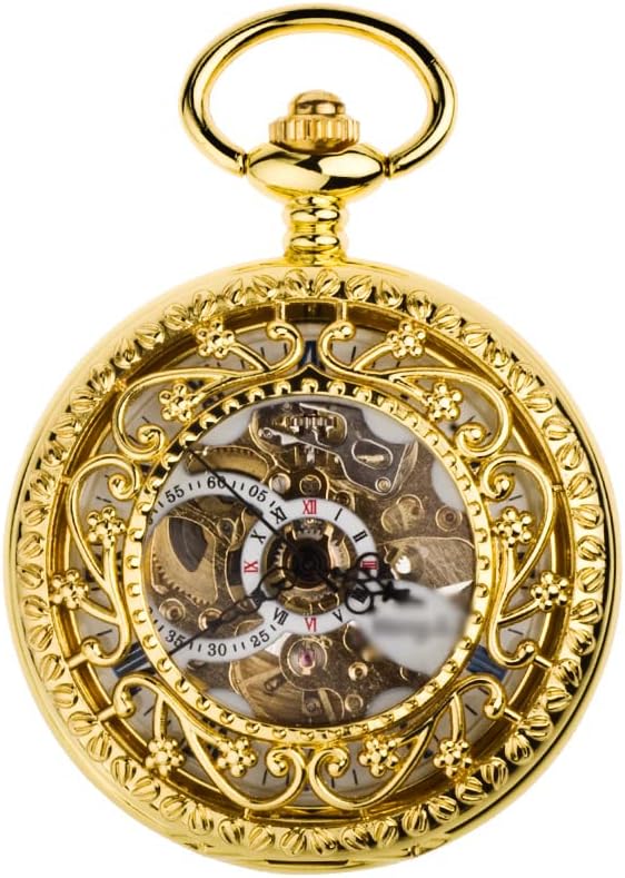 Vintage Pocket Flap Engraved Pocket Watch with Chain for Men Pocket Watch Vintage Pocket Watch Automatic Mechanical Pocket Watch Flip Pocket Watch
