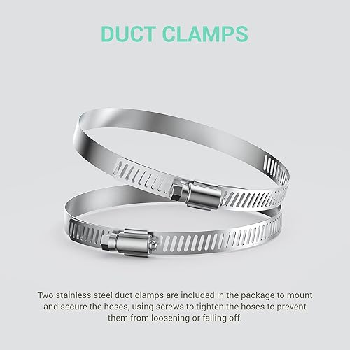 Miniatura 7 de Manguera de conducto de 3 pulgadas, manguera de ventilación de secadora de 8 pies fácil de instalar con 2 abrazaderas, conducto flexible de PVC de 4