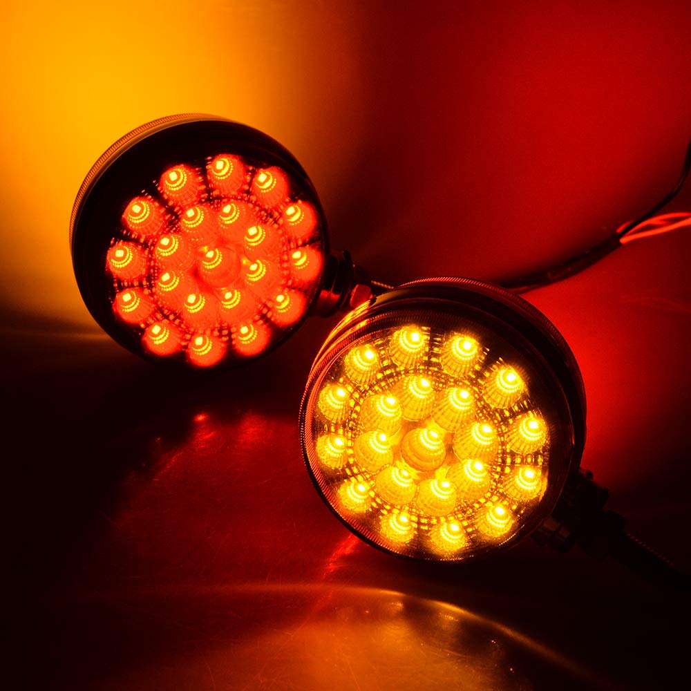 Anzio Pedestal Lights Amber/Red Double Face 42 LED Turn Signal Light Fender Compatible with Heavy Truck Trailer Freightline Peterbilt Kenworth Mack Western Star