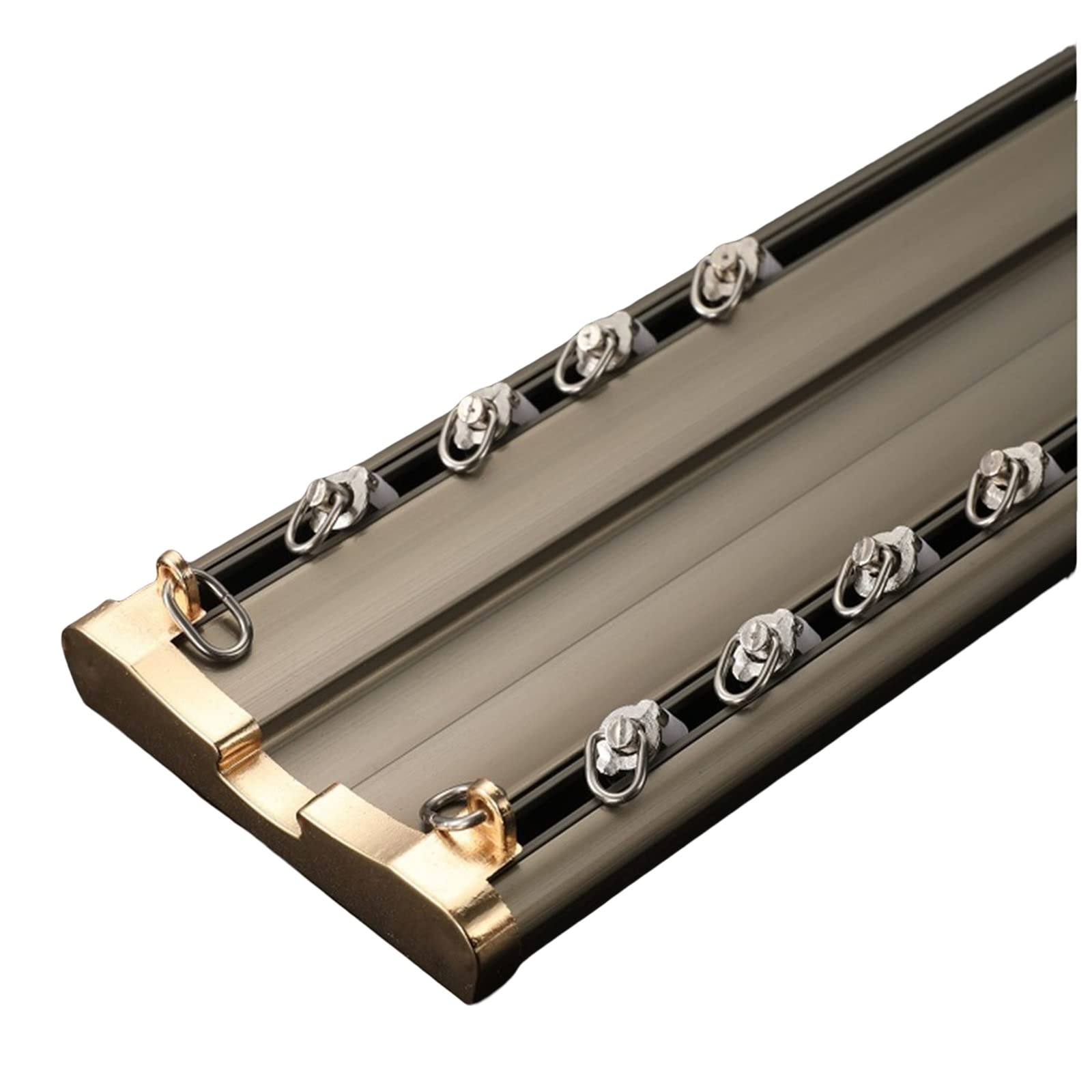 Noirda Champagne 1M - 5M Double Ceiling Track For Curtain, Curtain Pole Rail Track Double Corner Running, For Bedroom Bay Windows Rv Room Divider(Color:,Size:4m/13.1Ft)