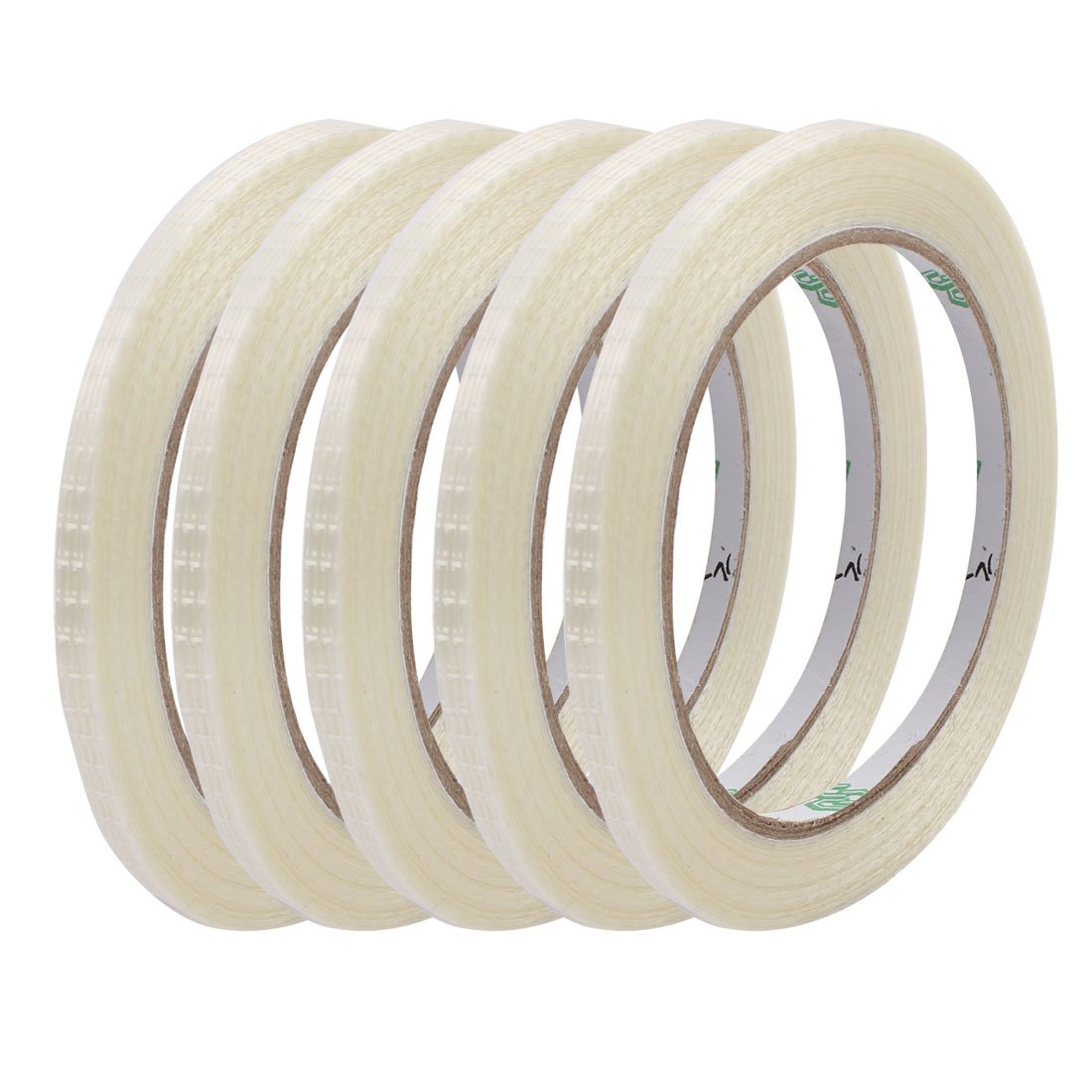 Aexit 5Pcs 5mm Electrical equipment Width 0.22mm Thickness Grid Type Filament Strapping Tape 25m Length