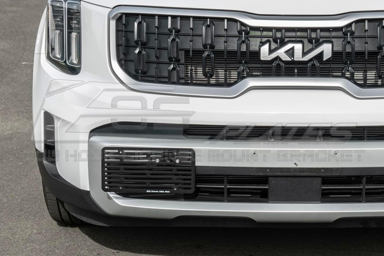 Replacement for 2023-Present Kia Telluride Models | EOS Plate Front Bumper Tow Hook License Plate Relocator Mount Bracket (Full Sized)