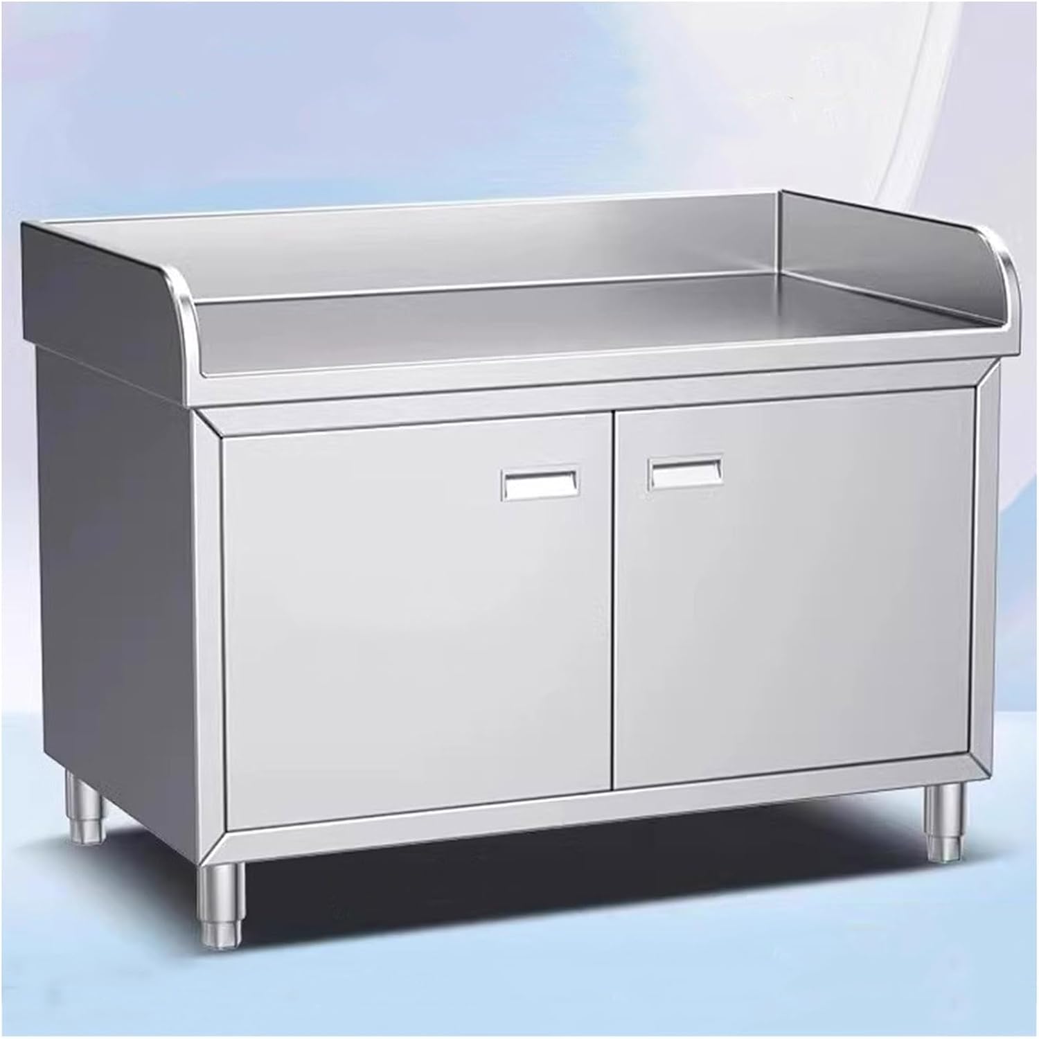 Work Table with Three Sides Large Storage Cabinets Household Stainless Steel Worktops Kitchen Preparation Tables Built-in Handles Adjustable Legs No Assembly Required(80x50x80cm/31.5x19.7x31.5")