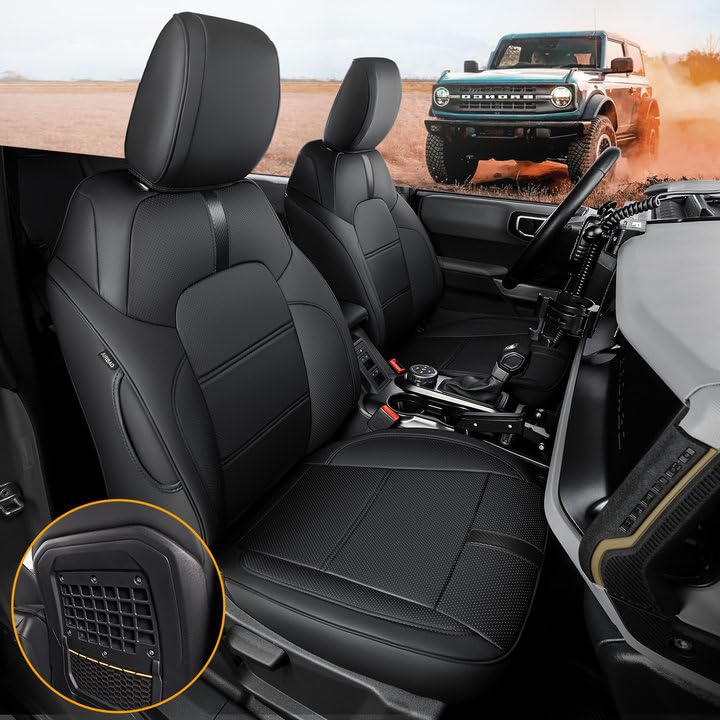 Photo 1 of BAMACAR for Ford Bronco Seat Covers 2023 2022 2021(4Door) Fiber Black Leather with Molle Panels Bronco Seat 