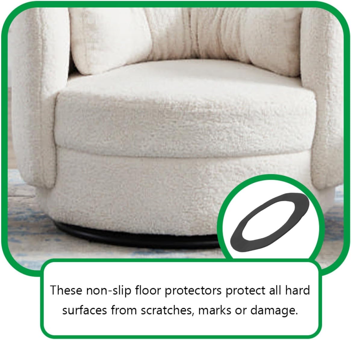 Furniture Pads 30.2 Inch Round Rubber Anti-Skid Gripper Pads Floor Protectors for Recliner and Swivel Chair Legs Hardwood Floor Protection