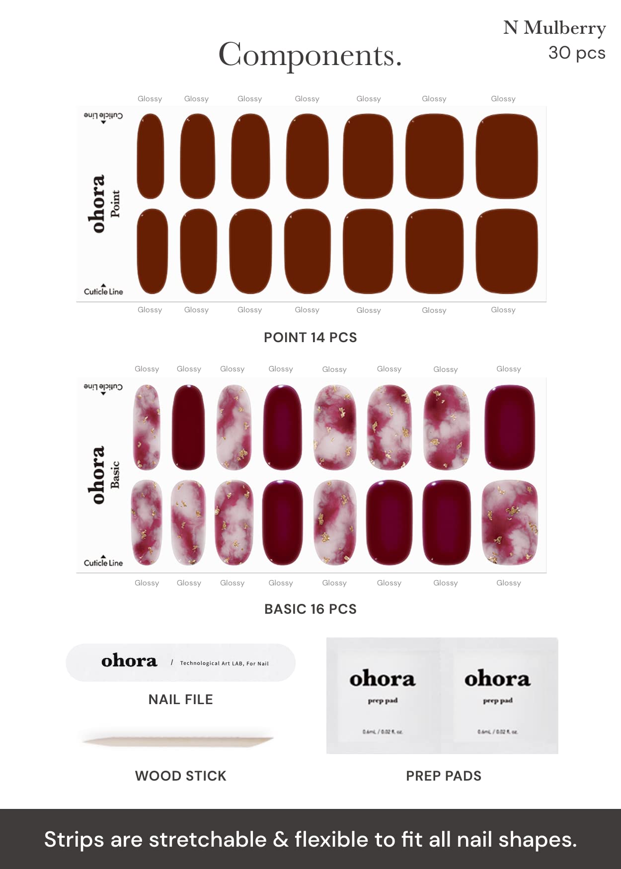 ohora Semi Cured Gel Nail Strips (N Mulberry), Works with Any UV Nail Lamps, Salon-Quality, Long Lasting - Image 4