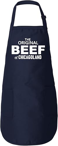 Freedomtees Delantal original Beef of Chicagoland, Bear Mech regalos divertidos, delantales divertidos, delantal de longitud completa con bolsillos,