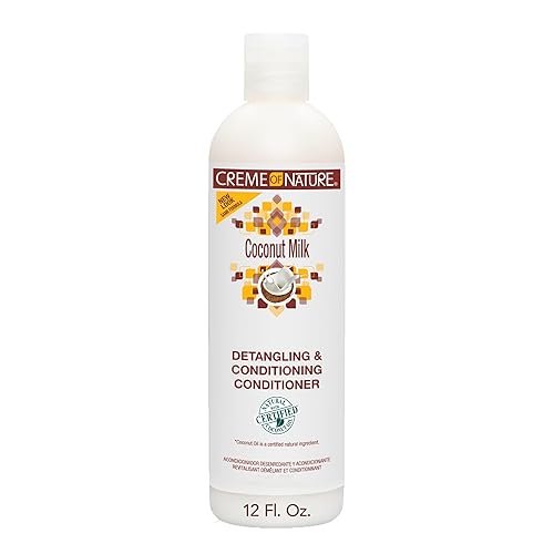 Creme Of Nature - Acondicionador con leche de coco con fórmula desenredante y acondicionadora para cabello normal 12 onzas líquidas