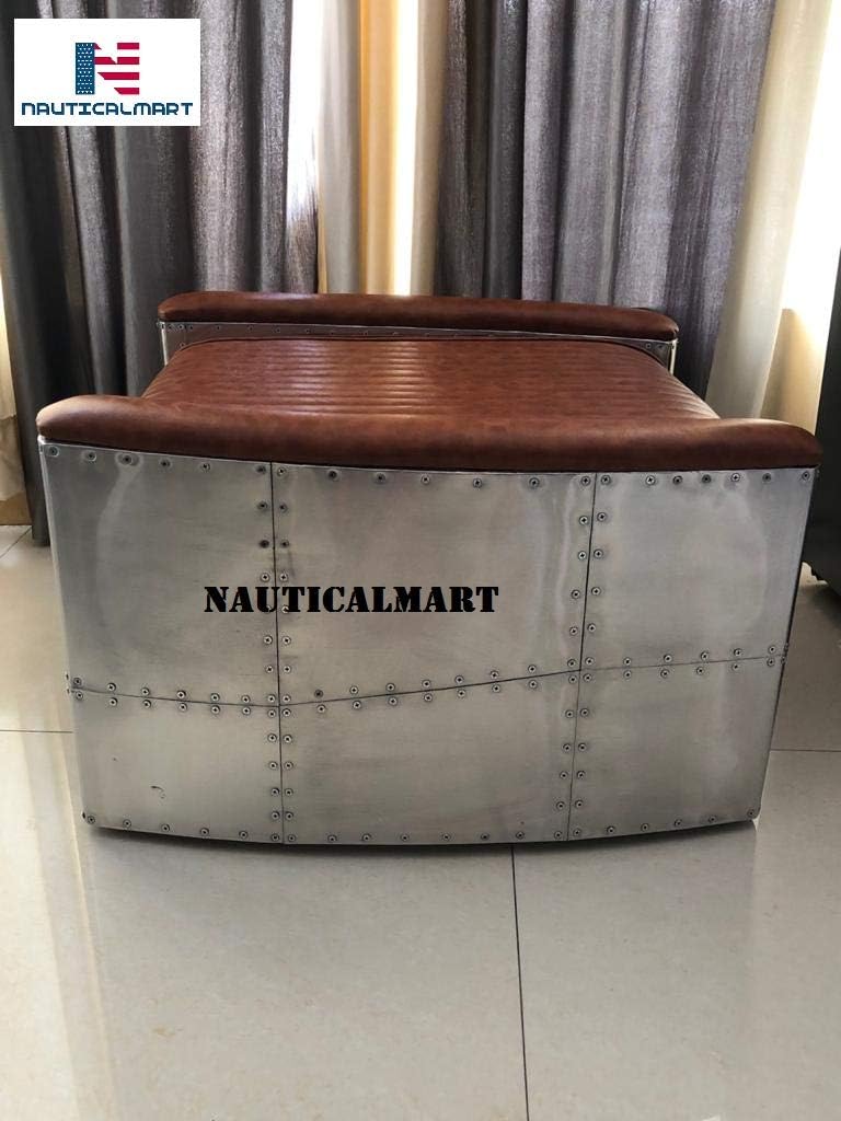 Nautical-Mart, Aviator Ottoman Chair Mid Century Vintage Industrial Sofa