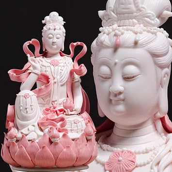 Guan Yin Statue Quan Yin Statue Buddhist Avalokiteshvara Kuanyin/Buddhism Statue on Lotus -Best Chinese Feng Shui Gifts 10 inchs
