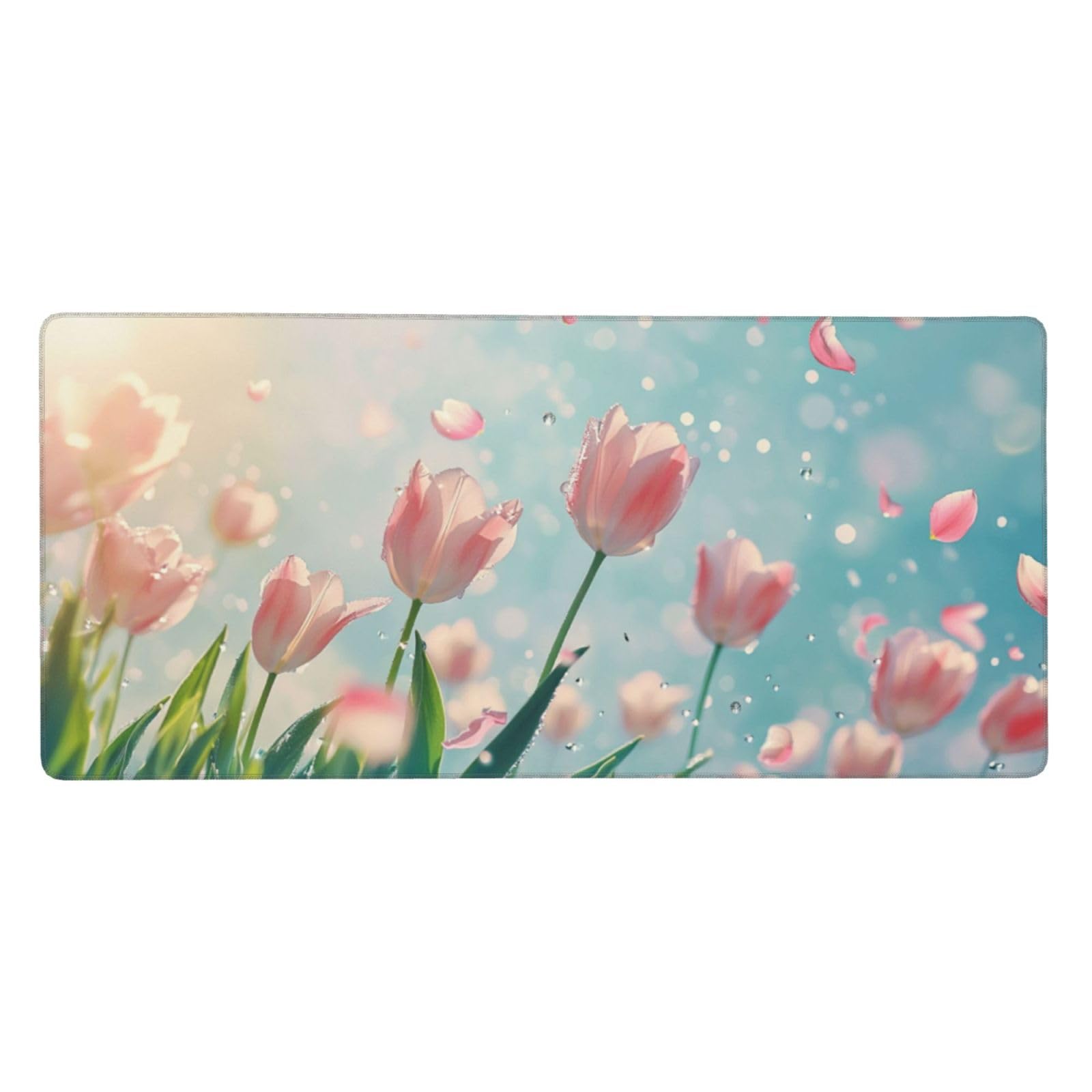 Tulipan duża różowa podkładka pod mysz XXL podkładka pod mysz 1000 x 500 x 4 mm, akcesoria dla graczy, podstawa antypoślizgowa i gładka powierzchnia, poprawia szybkość i precyzję dla gracza-GZ1490