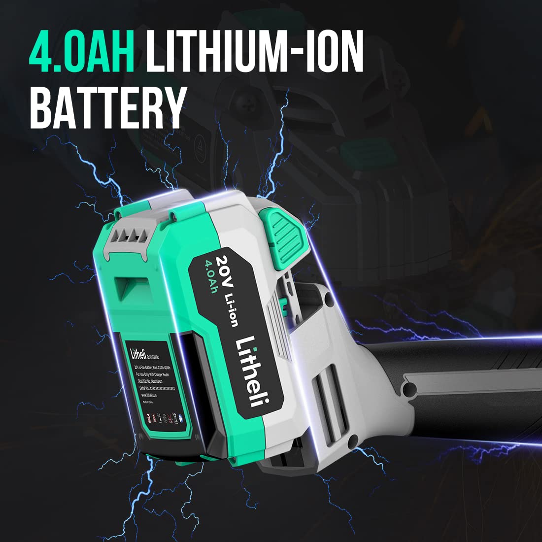 Litheli Cordless Angle Grinder, 41/2 Inch Blade, 4Pole Motor, 3Position Adjustable Auxiliary