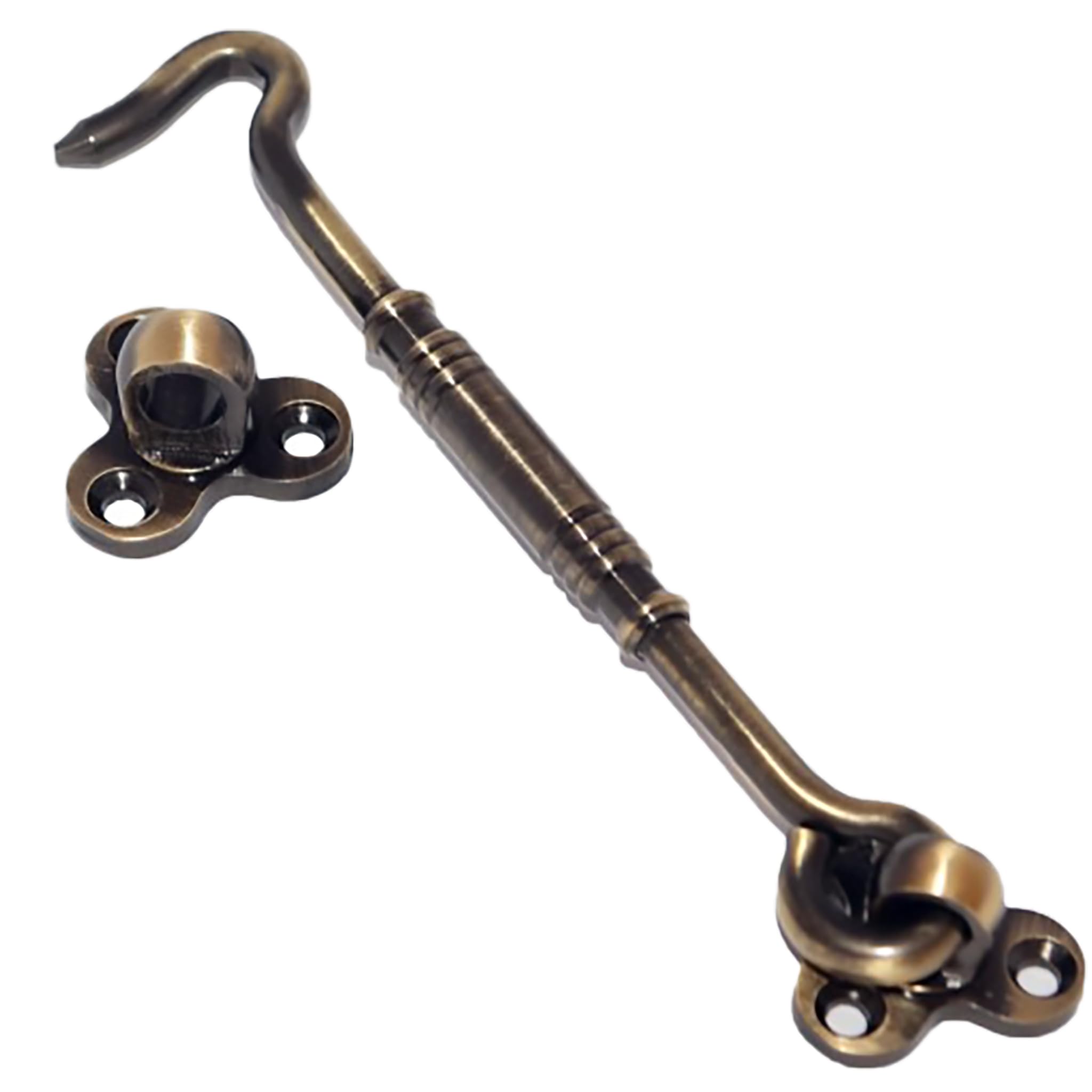 RISEOM Brass Heavy Gate Hook and Eye/Window Hook for Double Doors Gates/Windows(Flower Eye) (Pack of 2, Antique-5 inch)-picture-20