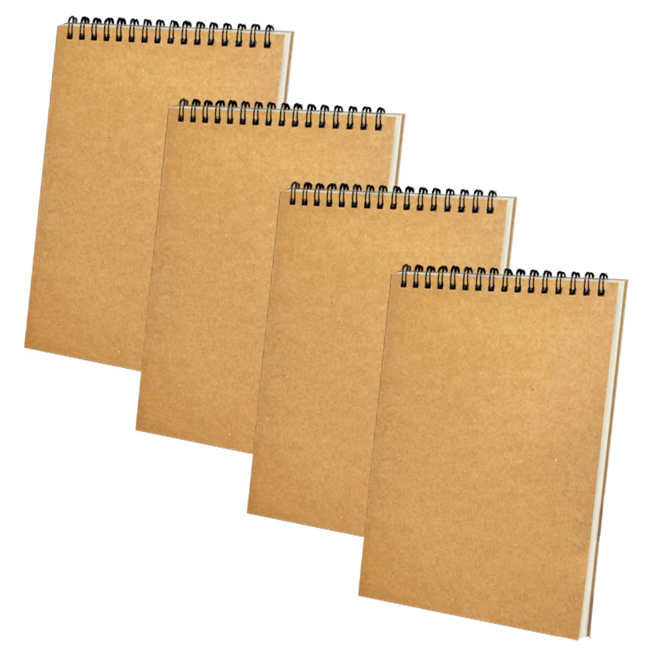 4 Stück-pack Spiralnotizbücher aus Papier, Kaffeefarben, Schlicht